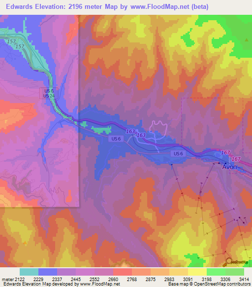 Edwards,US Elevation Map