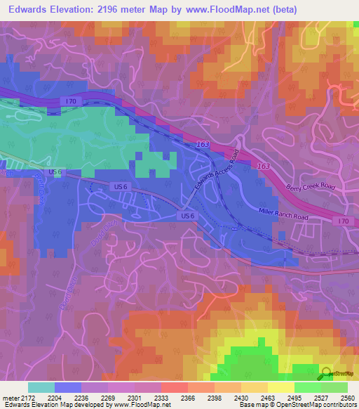 Edwards,US Elevation Map