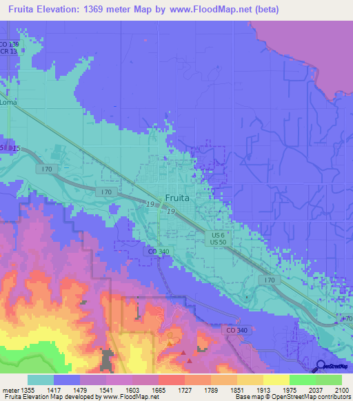 Fruita,US Elevation Map