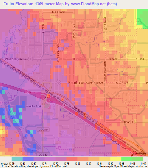 Fruita,US Elevation Map