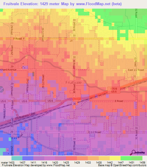 Fruitvale,US Elevation Map