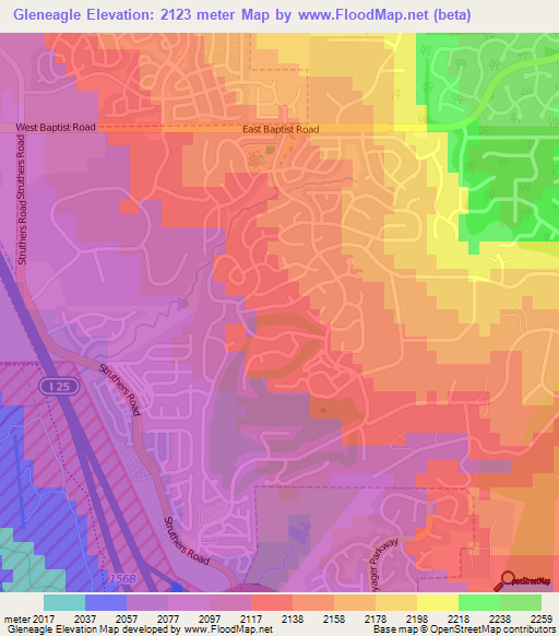 Gleneagle,US Elevation Map