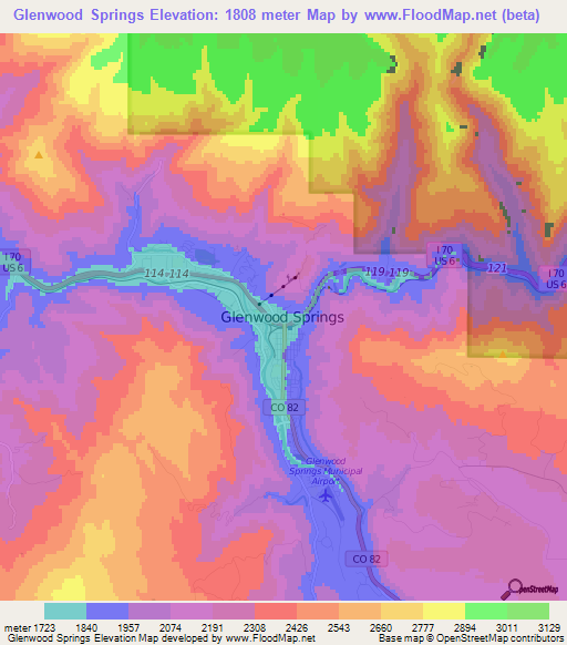 Glenwood Springs,US Elevation Map