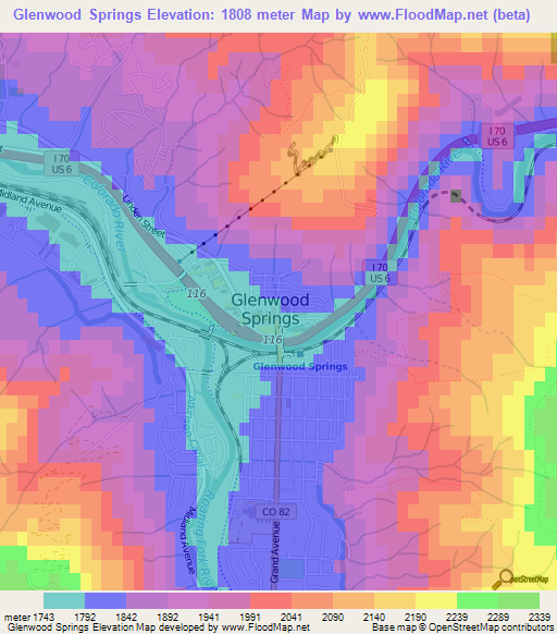 Glenwood Springs,US Elevation Map