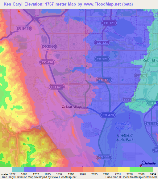 Ken Caryl,US Elevation Map