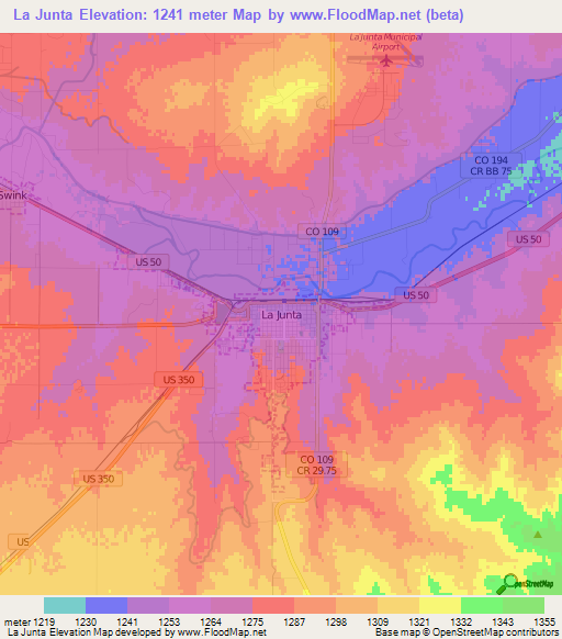 La Junta,US Elevation Map