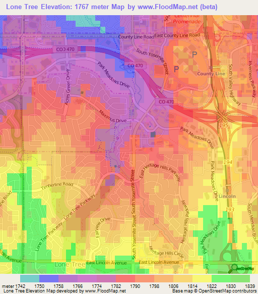 Lone Tree,US Elevation Map