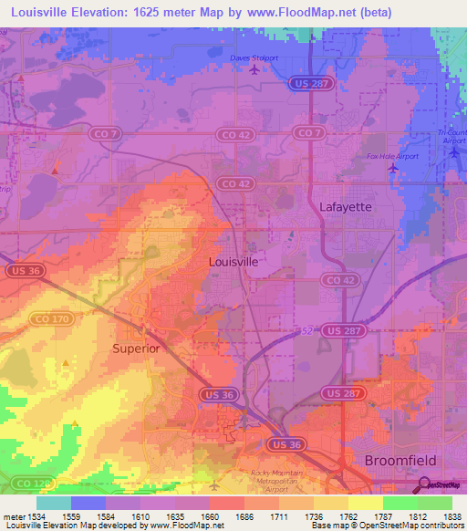 Louisville,US Elevation Map