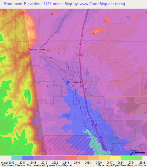 Monument,US Elevation Map