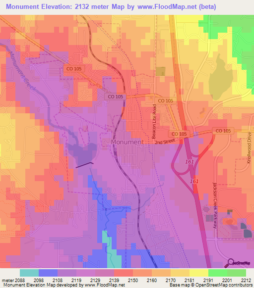 Monument,US Elevation Map