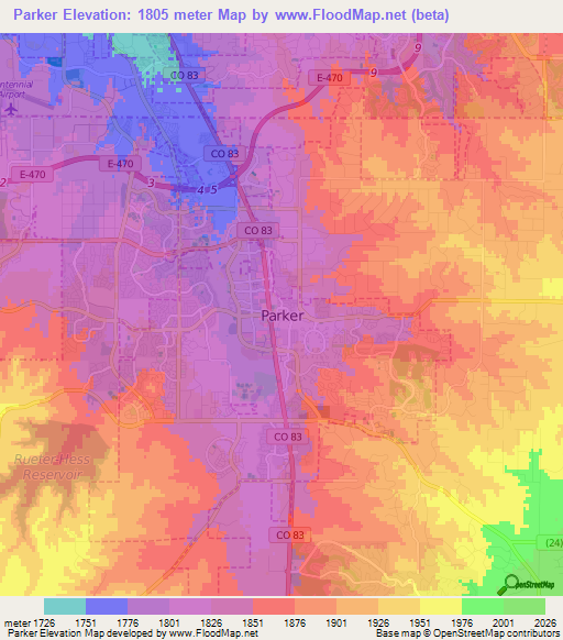 Parker,US Elevation Map