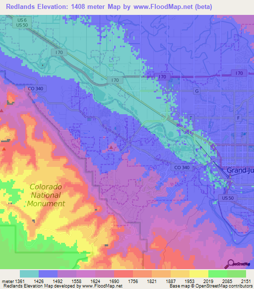 Redlands,US Elevation Map