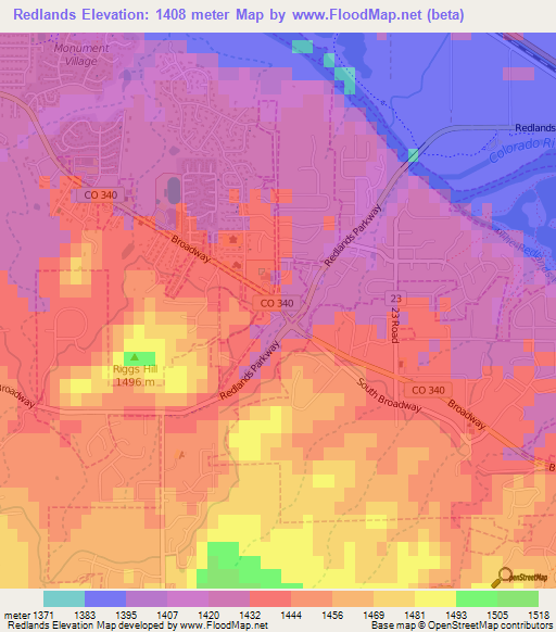 Redlands,US Elevation Map