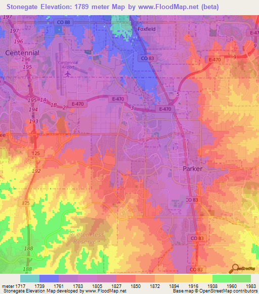 Stonegate,US Elevation Map