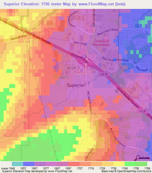 Superior,US Elevation Map