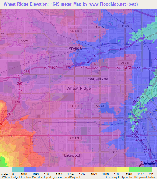 Wheat Ridge,US Elevation Map