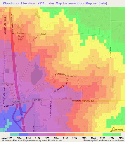 Woodmoor,US Elevation Map