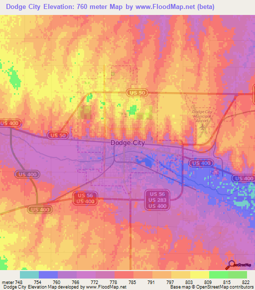 Dodge City,US Elevation Map