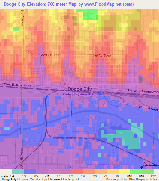 Dodge City,US Elevation Map