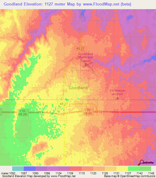 Goodland,US Elevation Map