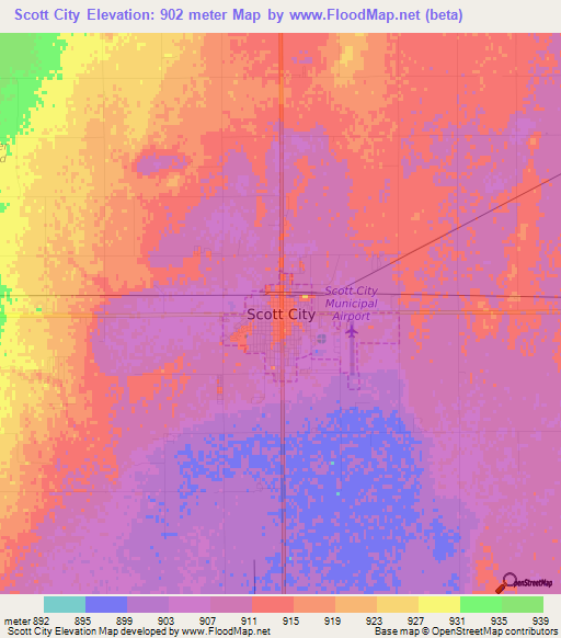 Scott City,US Elevation Map