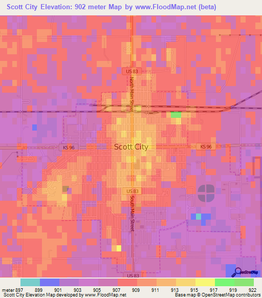 Scott City,US Elevation Map