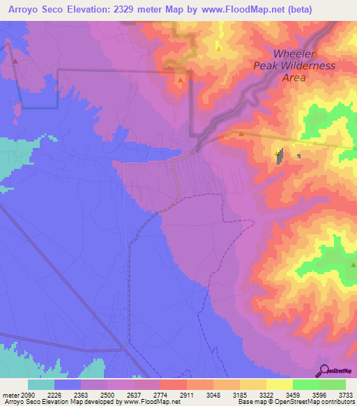 Arroyo Seco,US Elevation Map