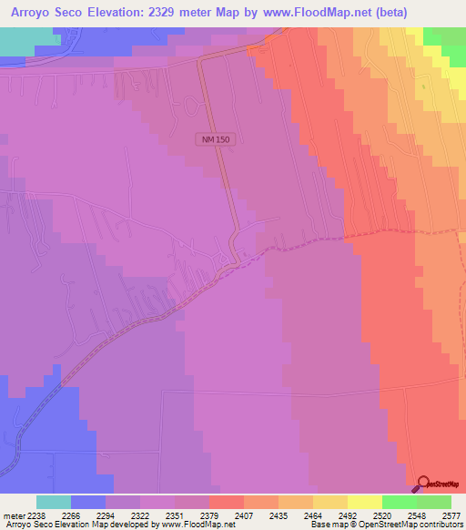 Arroyo Seco,US Elevation Map