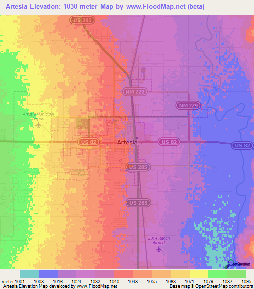 Artesia,US Elevation Map