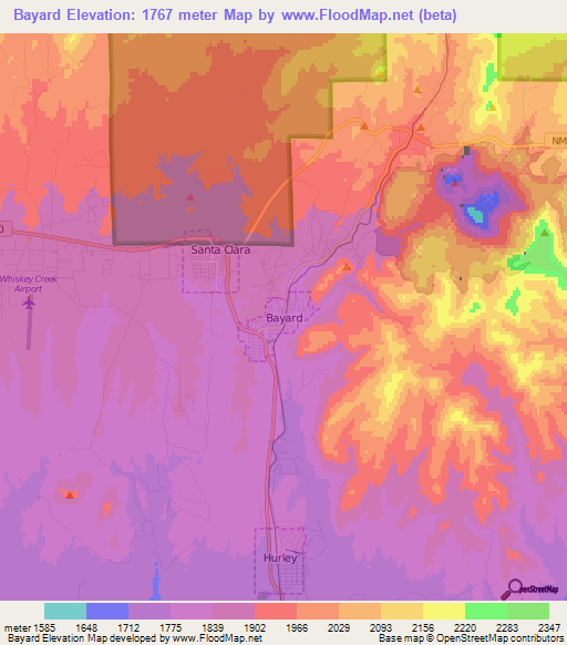 Bayard,US Elevation Map