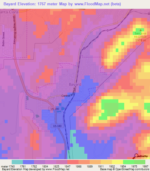 Bayard,US Elevation Map