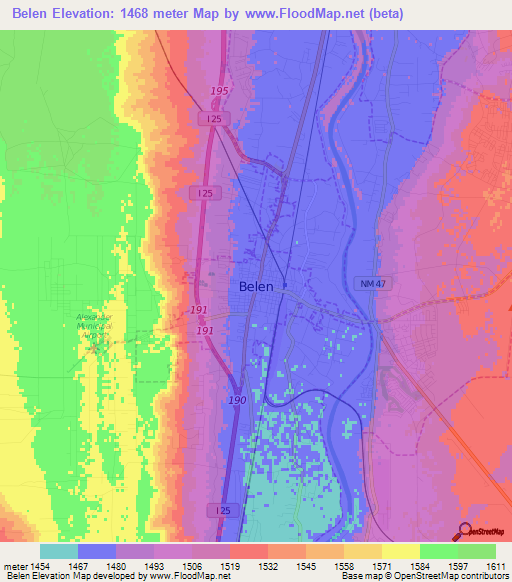 Belen,US Elevation Map