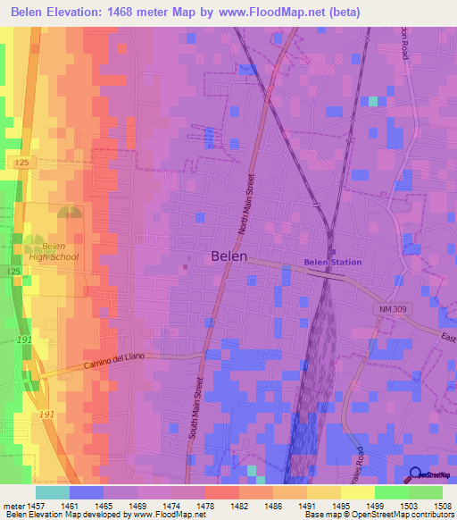 Belen,US Elevation Map