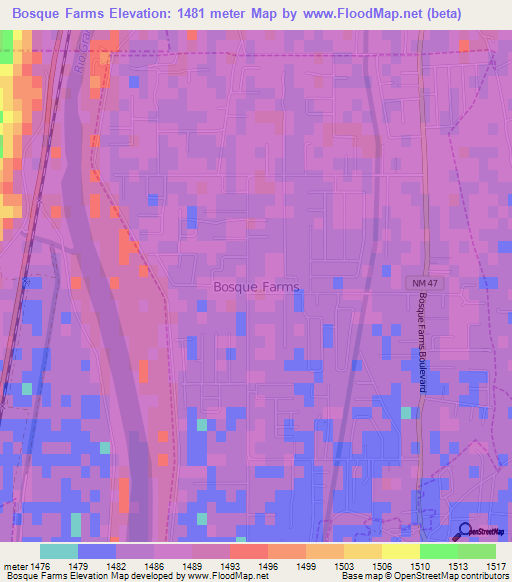 Bosque Farms,US Elevation Map