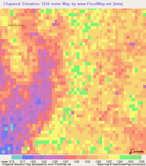 Chaparral,US Elevation Map