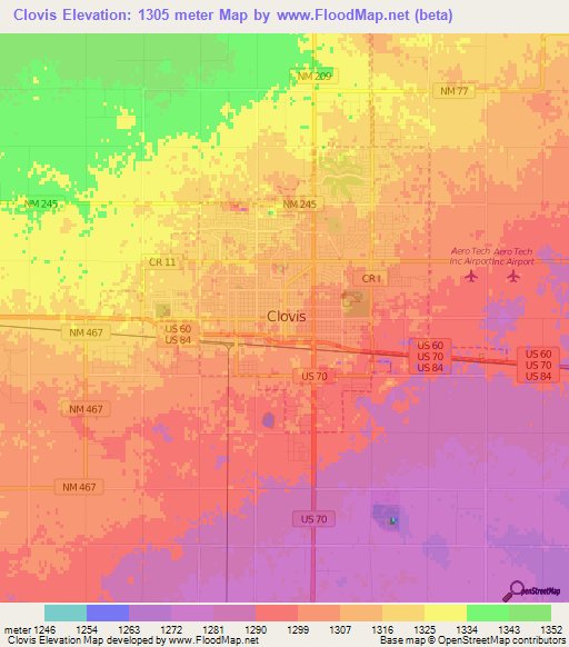 Clovis,US Elevation Map