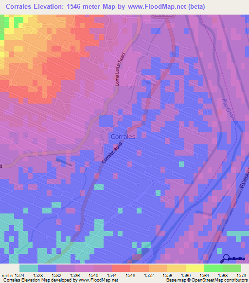 Corrales,US Elevation Map