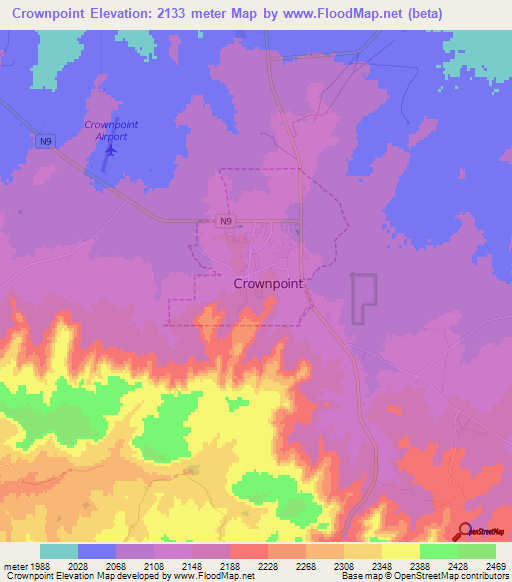 Crownpoint,US Elevation Map