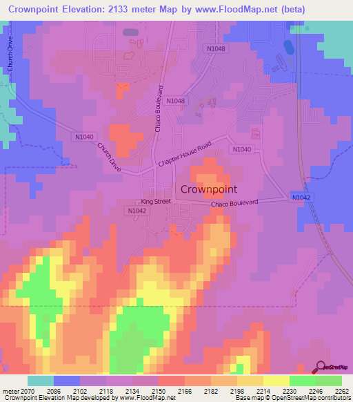 Crownpoint,US Elevation Map