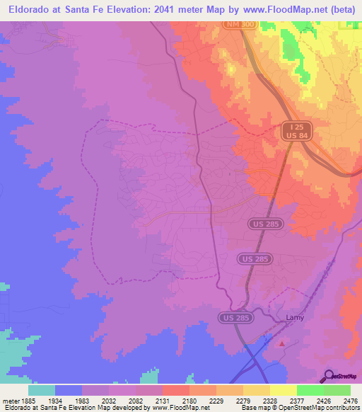 Eldorado at Santa Fe,US Elevation Map