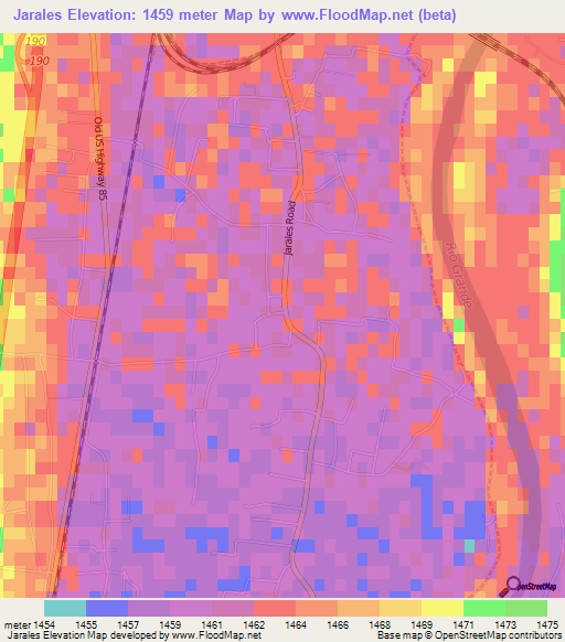 Jarales,US Elevation Map