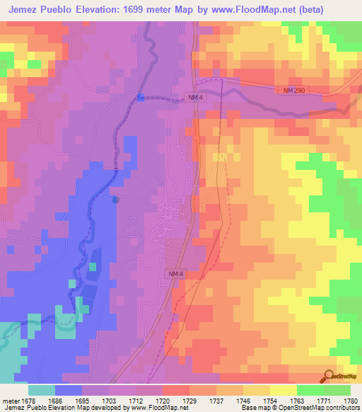 Jemez Pueblo,US Elevation Map