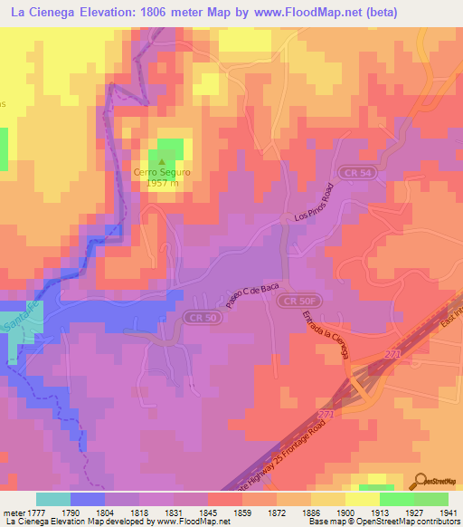 La Cienega,US Elevation Map