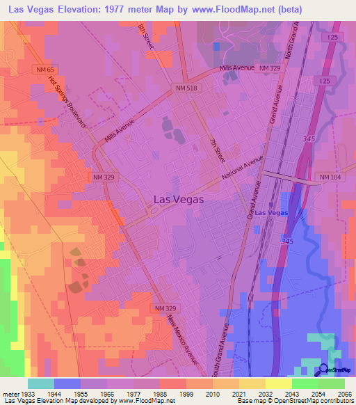 Las Vegas,US Elevation Map