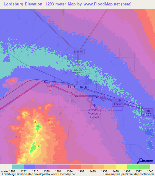 Lordsburg,US Elevation Map