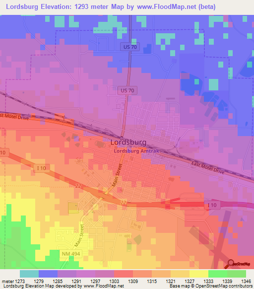 Lordsburg,US Elevation Map