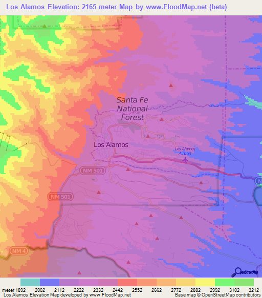 Los Alamos,US Elevation Map