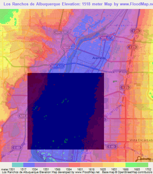 Los Ranchos de Albuquerque,US Elevation Map