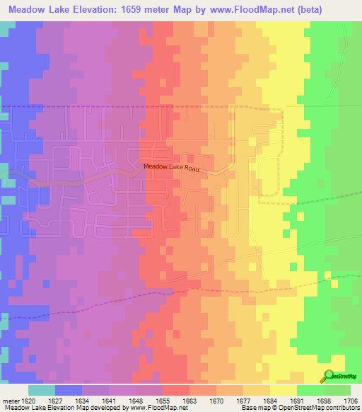 Meadow Lake,US Elevation Map