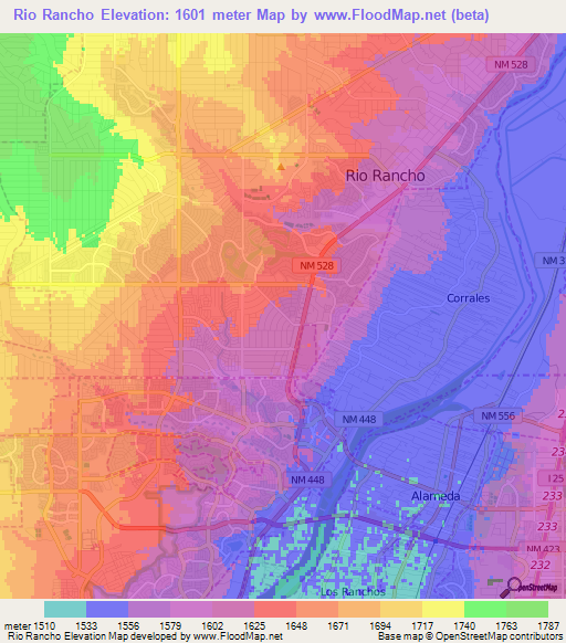 Rio Rancho,US Elevation Map